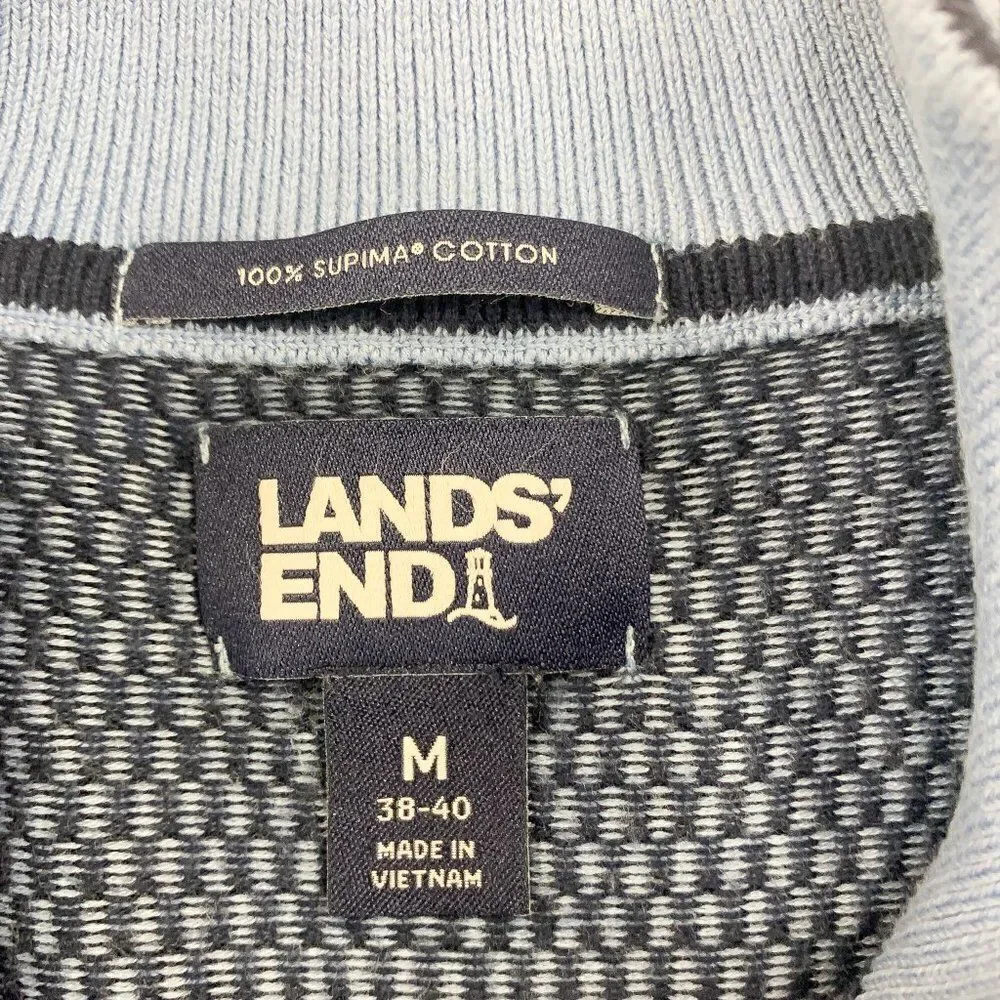 Lands End Sweater Mens Medium Blue Business Casual Supima‎ Cotton Hike Cozy